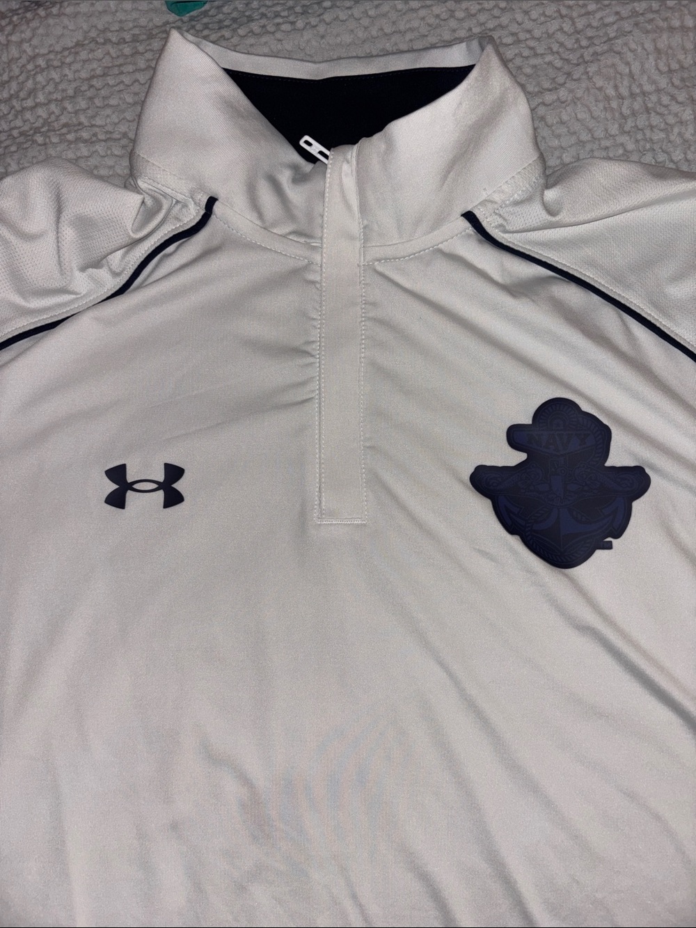 Under Armour White Quarter-Zip Pullover with US Navy Logo